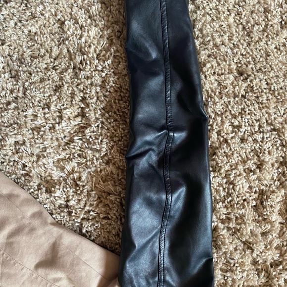 Leather and beige material jacket, shirt - Picture 4 of 4